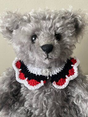 Handmade Crochet Red White Black Collar Accessory for Teddy Bears & Plush Toys